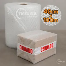 Plástico Bolha 40cm x 100m – Proteção Profissional | 25 Micras p/ E-commerce | Alta Resistência