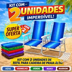 Refil Tecido Para Cadeira de Praia Original Reposição Sol Kit 2 Unidades