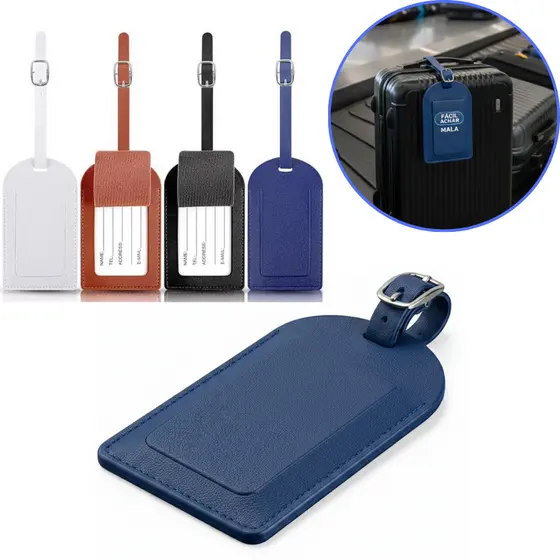 Tag De Couro PU Para Mala De Bordo Viagem Personalizavel Identificador De Bagagem Estilo Segurança Alta Qualidade