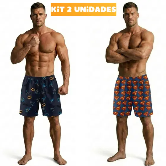 Kit de 2 Pijamas Masculino Samba Canção Short Para Dormir
