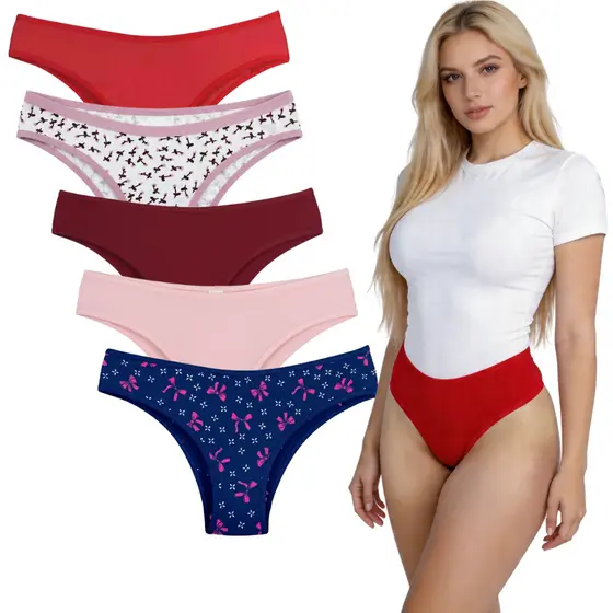 Kit  com 5 Calcinhas de  Algodão Conforto P M G GG