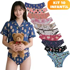 Kit  calcinhas microfibra infantil criança menina