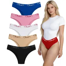 Kit com 5 Calcinhas Tanga  Elástico Exposto Microfibra