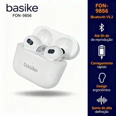 Fone Sem Fio Basike Bluetooth TWS V5.0 Estéreo - FON-9656 Original