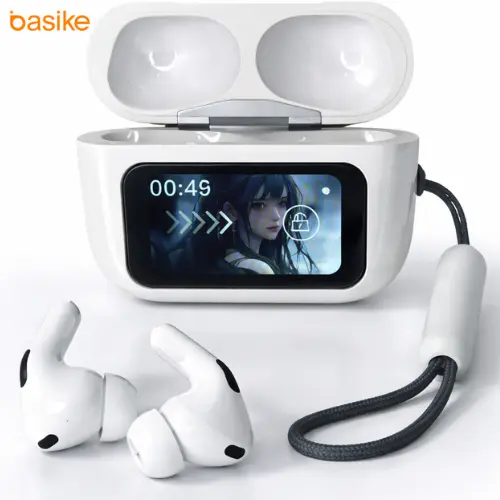 ￼Fone de Ouvido Bluetooth TWS com Display Touch LED Original Basike