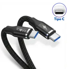 Cabo Tipo C - Tipo C Inova 65W Turbo Dois Lados | Carga Rápida, Resistente e Antiquebra | Cabo USB-C