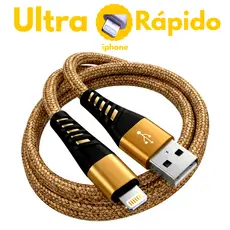 KIT 2 CABO CARREGADOR USB IPHONE ULTRA RÁPIDO 2 METROS RESISTENTE NYLON ANTI QUEBRA