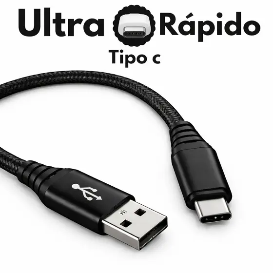 Cabo Tipo C Carregador Usb Ultra Rápido Reforçado 2 Metros Anti quebra Usb-c