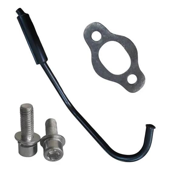 Kit Escapamento Ponteira Longa Curvo Esportivo Bicicleta Motorizada 2 Tempos 80cc Com Junta e Parafusos