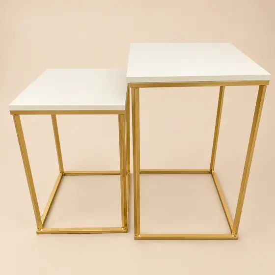Kit 2 Mesas Quadradas Branca MDF Decoração em Geral