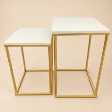 Kit 2 Mesas Quadradas Branca MDF Decoração em Geral