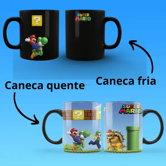 Caneca Mágica Super Mario com caixa para presente