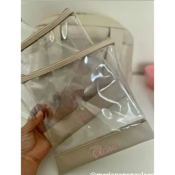 Kit 2 Saquinhos Saida Maternidade Transparentes Silicone Bebe Organizadores Bolsas