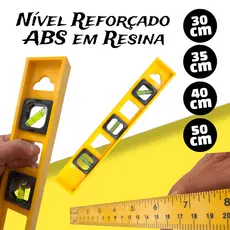 Nivel Resina Regua Reforçado Abs com 3 bolhas 30 35 40 ou 50cm Obra Marceneiro Carpinteiro Western
