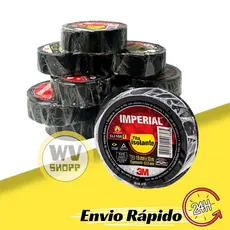 Kit 2 Fitas Isolante 5 Metros ou 10 Metros 3M Imperial 18mm Preta Anti-Chamas Inmetro Alta Qualidade