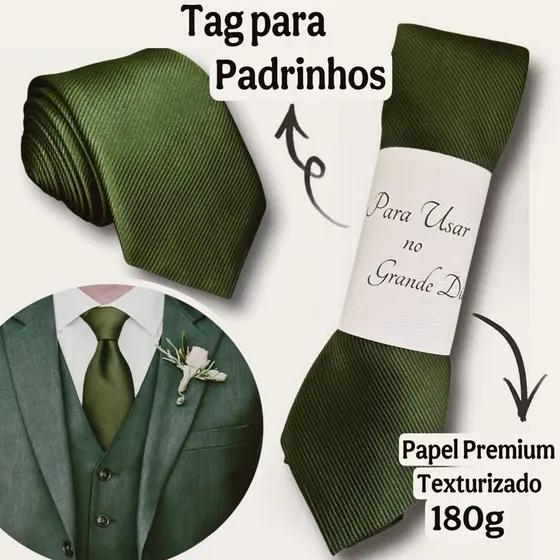 Kit 4 a 20 Gravatas Verde Oliva para Padrinhos Casamento Slim