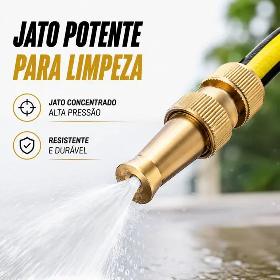 Bico Esguicho Alta Pressão Para Mangueira Bocal Lavagem Carro Moto Quintal Jardim Calçada Limpeza