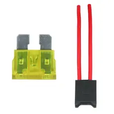 Kit Fusivel Lamina Médio 20A Amperes Amarelo + Porta Fusivel com Fio 4mm Reforçado