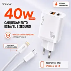 CARREGADOR DE IPHONE TURBO 40W USB-C  LIGHTNING OU CABO DE IPHONE 30W