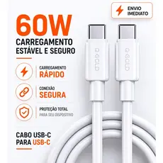 CABO USB-C 60W cabo para CARREGADOR TIPO C RÁPIDO 1M REFORÇADO COMPATÍVEL COM ANDROID OU IPHONE