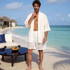 Conjunto Summer masculino em lessy kimono e shorts linha praia