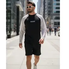 Blusa masculina sport em camurça e tela arrastão