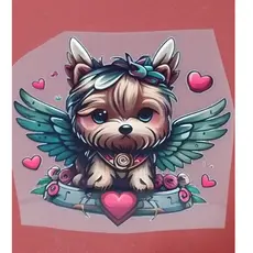 Estampa DTF digital alta resolução cachorrinho anjo morreu podemos incluir o nome do seu cachorrinho termocolante patch