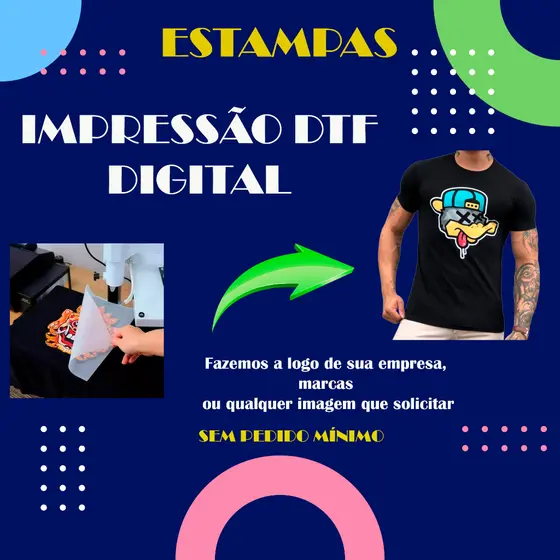 Impressão estampa DTF digital alta resolução tamanho A4 facil aplicação