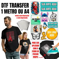 DTF Folha A4, Meio Metro e 1 Metro Impressa Com Sua Arte Pronto Para Aplicação Envio  DTF EXPRESS