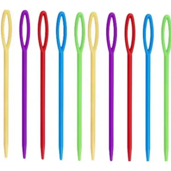 Kit Com 20 Agulhas Plasticas Para Costura Tapeçaria