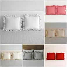 Kit 2 Capas de Almofadas 600 Fios - 45cm x 45cm com Babado Toque Aveludado