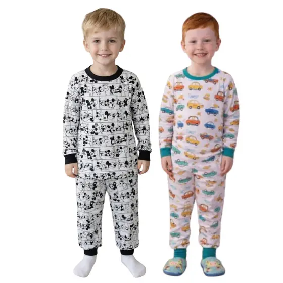 Kit 2 Pijamas Infantil Menino Inverno Manga Longa Frio