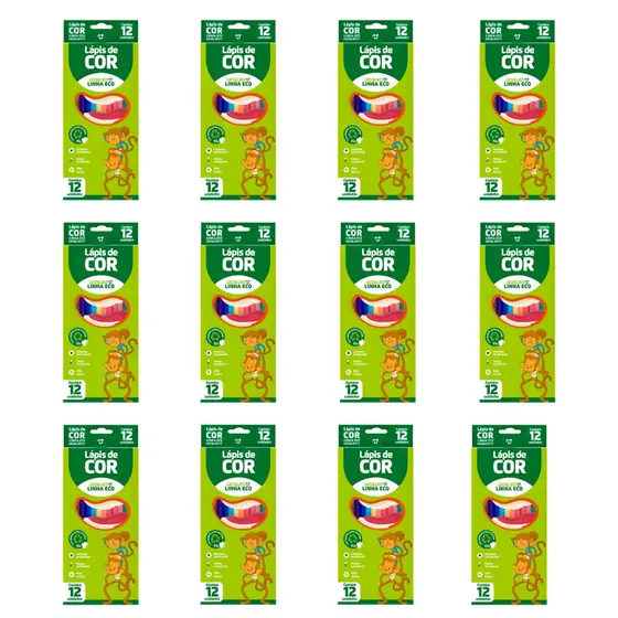 Kit Lapis de cor C/12 Caixas 12 Cores Grande/Mini Leo & Leo Material escolar para colorir multicolor