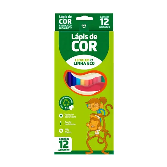 Lápis de Cor escolar com 12 cores - Eco Leo&Leo material escolar multicolor