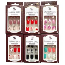 Unhas Postiças Quadrada Curvada Brilhosa Fosca colante com 12 unidades Sabrina Sato