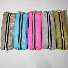 Estojo organizador escolar brilhante liso simples  um ziper tamanho médio escritório Minimalista Envio imediato