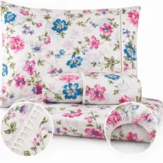 Jogo de Lençol Estampado Floral Ponto Palito 400 Fios Solteiro Casal Queen Vários Tamanhos
