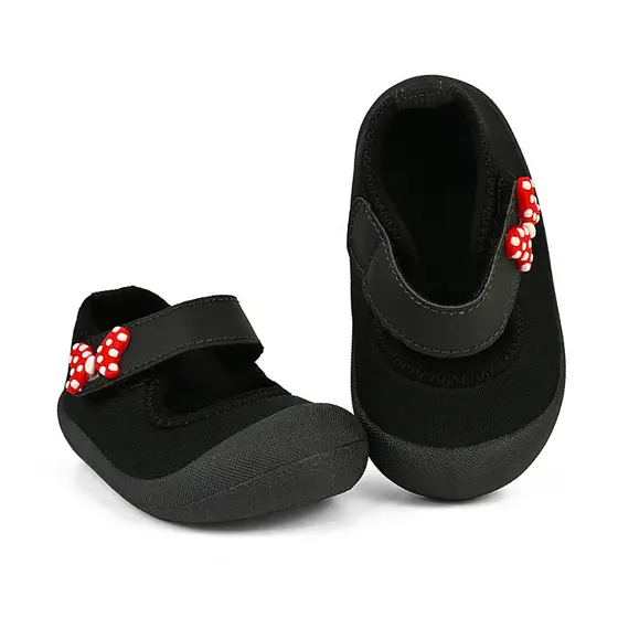 Sapatilha Infantil Bebê Menina Lacinho Antiderrapante Preto/Vermelho Lolikids