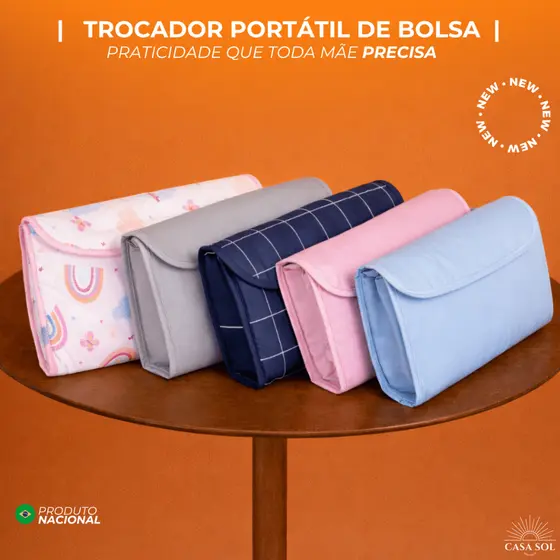 TROCADOR DE BOLSA | TROCADOR PORTÁTIL | ACOLCHOADO |DOBRÁVEL |COM BOLSO | ESTAMPAS E LISOS