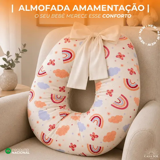 Almofada de Amamentação Extragrande 100% Algodão Estampada