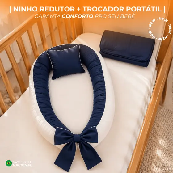 NINHO REDUTOR DE BERÇO  |  COM ZIPER E LAÇO   | TROCADOR PORTÁTIL  | 400 FIOS
