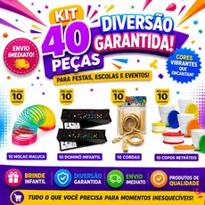 Kit 40 Brinquedos Festa Infantil Lembrancinha Brinde Mola Dominó Corda Copo