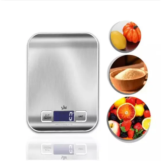 Balança de Cozinha Digital 10kg em Inox Alta Precisão 1g Dieta Fit com Tara LCD Pilhas Inclusas