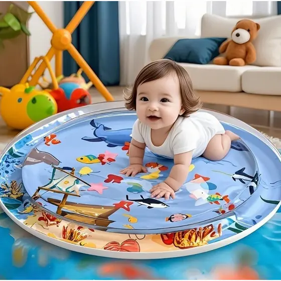 Tapete100CM jogo da água do bebê - água inflável para bebê infantil,Tapete inflável para centro atividades para bebês