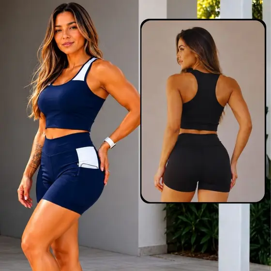Conjunto De Academia Feminino 100% Zero Transparência Com forro } Roupas de Academia Com Alta Compressão Leggings