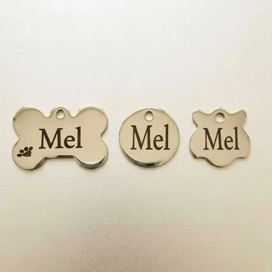 Plaquinha de Identificação Pet para Cachorro Gato Personalização a Laser em Aço Inoxidável