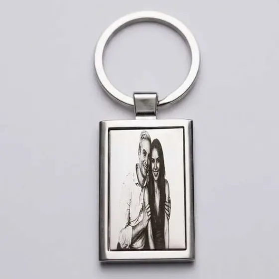 Chaveiro Namorados Casamento em Aço Inox Personalizado Foto Gravação e Frase a Laser