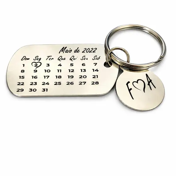 Chaveiro Calendário Presente Namorados Casamento Personalizada a Laser