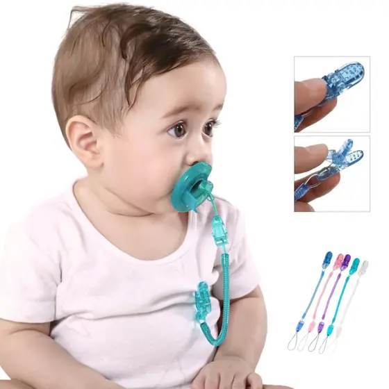 Prendedor de Chupeta Bico Bebê Universal Mola Silicone Flexível