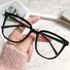 Moldura de Óculos Quadrado p/ Grau Elegante Feminino Masculino Lente Transparente Anti-Luz Azul